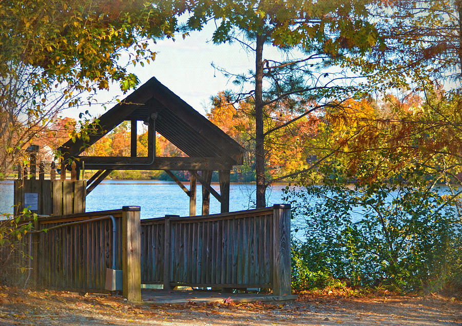 Fall Lakeside Boathouse Photograph by Sandi OReilly