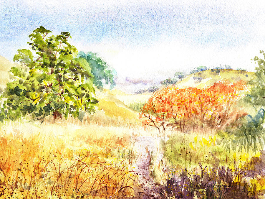 Fall Landscape Briones Park California Painting by Irina Sztukowski