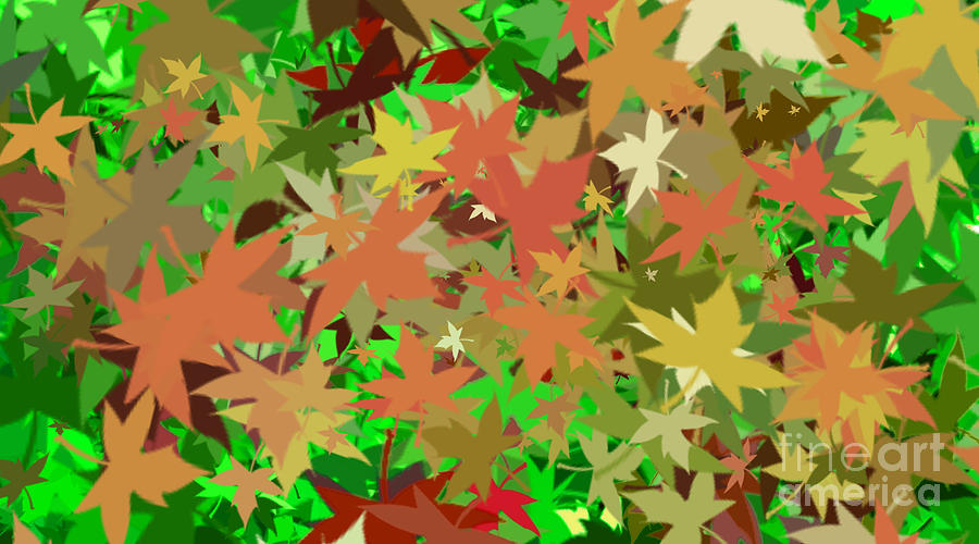 Fall Digital Art - Fall Leaves Abstract by Minding My  Visions by Adri and Ray