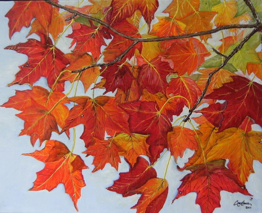 Fall Leaves Painting By Connie Rowsell - Fine Art America