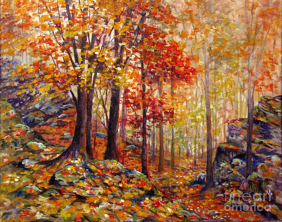 Fall Leaves Hinckley Ohio Painting by Lou Ann Bagnall