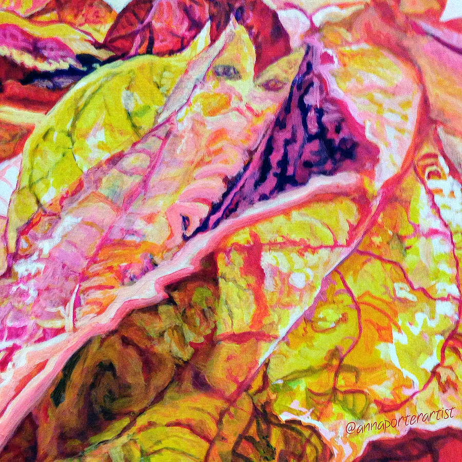 Fall Photograph - Fall Leaves - Original Acrylic Painting by Anna Porter