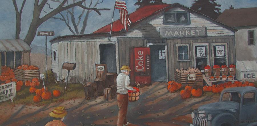Fall Market Painting by Tony Caviston