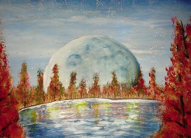 Sunset Painting - Fall Moon Rising by Carol Duarte