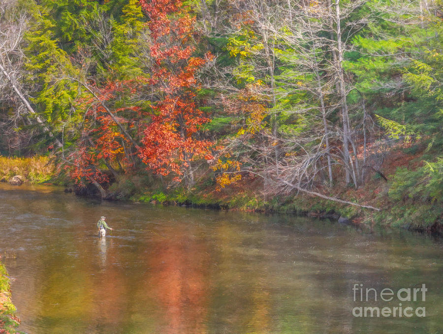 Fall Morning Fly Fishing Digital Art by Randy Steele