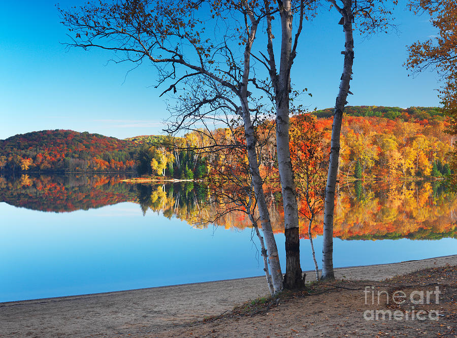 Fall nature scenery at Arrowhead lake Photograph by Maxim Images Exquisite Prints