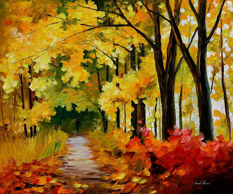 Fall Park - PALETTE KNIFE Oil Painting On Canvas By Leonid Afremov ...