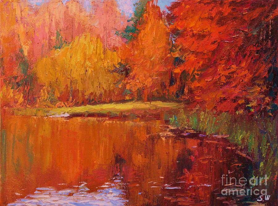 Fall Pond Painting by Sean Wu
