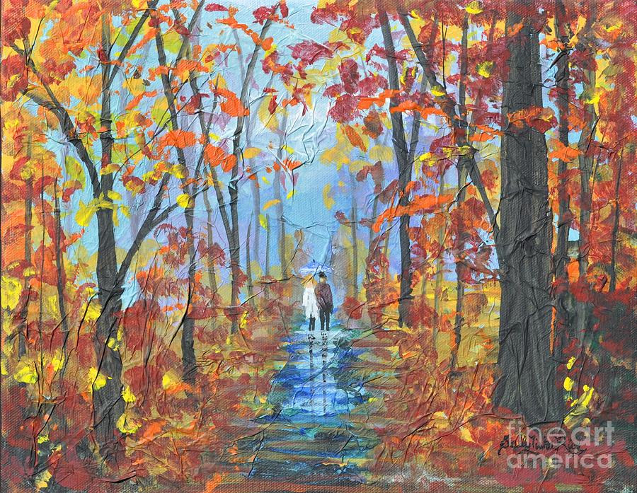 Tree Painting - Fall Promenade  by Sally Tiska Rice