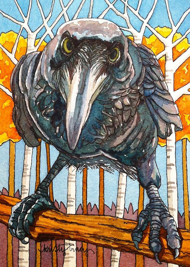 Raven Painting - Fall Raven by Kristy Tracy
