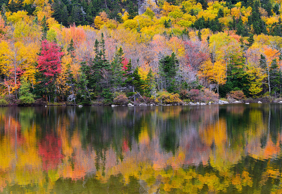 Fall Reflections in Echo Lake Photograph by Ken Stampfer