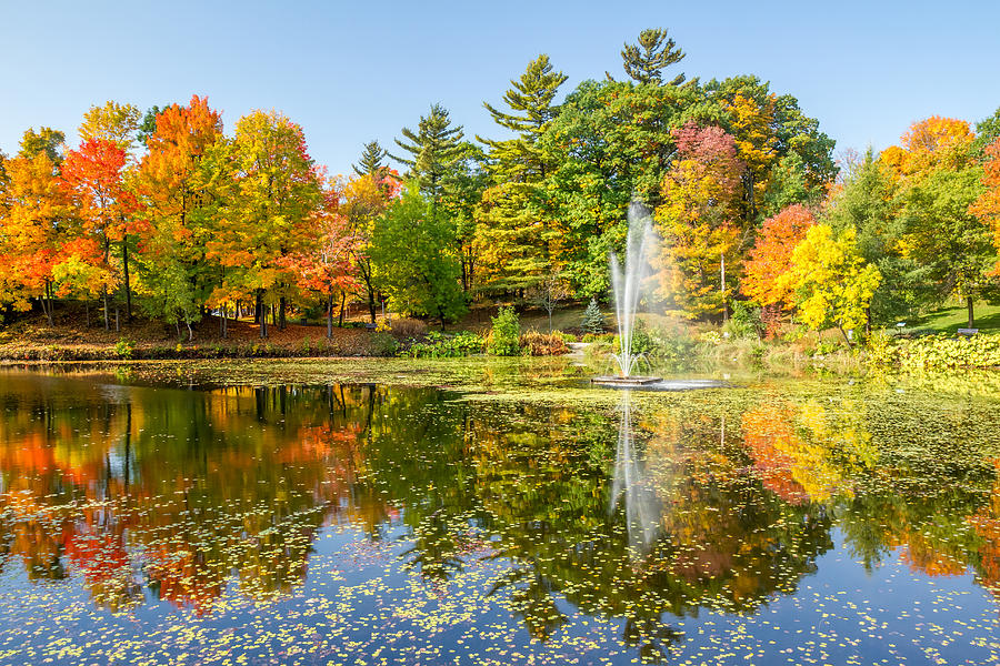 Fall reflections in Sherbrooke Photograph by Pierre Leclerc Photography