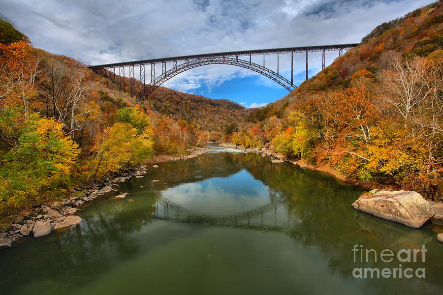 Fall Reflections In The New River Photograph by Adam Jewell
