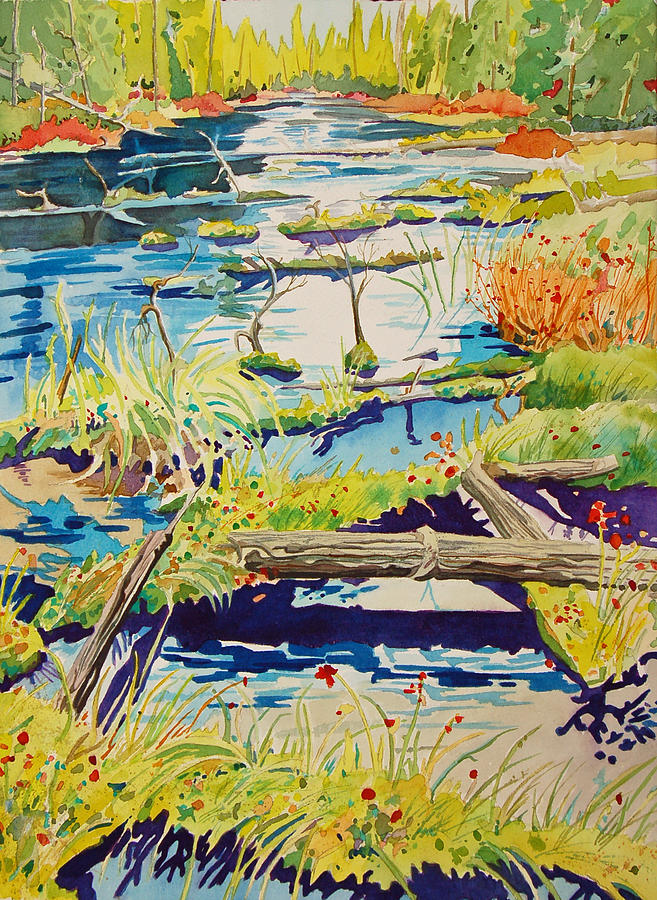 Fall River Scene Painting by Terry Holliday