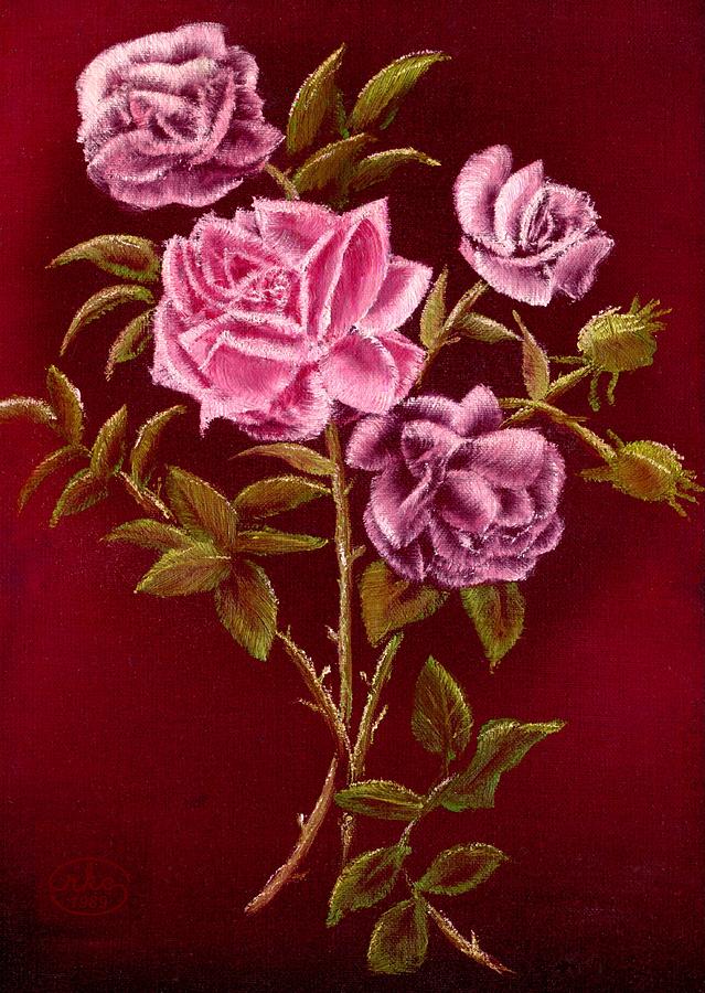 Fall Roses Painting by Ron Chambers