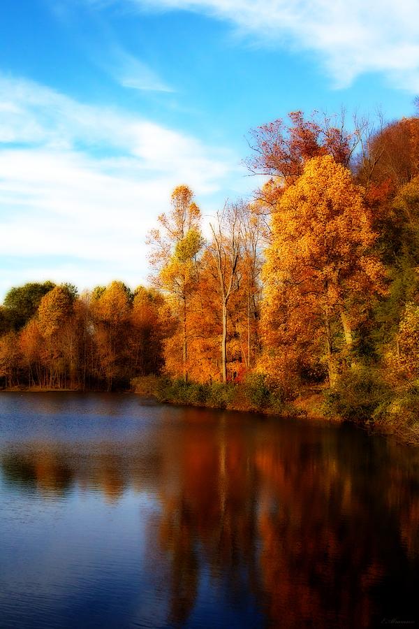 Fall Scene at Hedden Pond with Orton effect Photograph by Eleanor Abramson