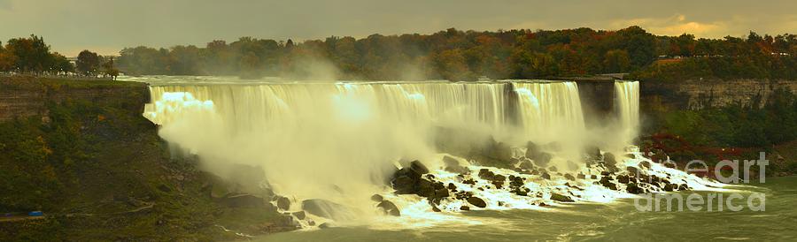 Fall Storms Over American Falls Panorama Photograph by Adam Jewell