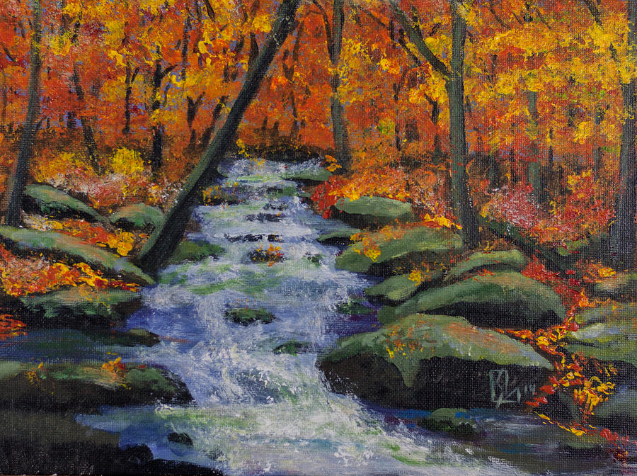 Fall stream Painting by Lee Stockwell