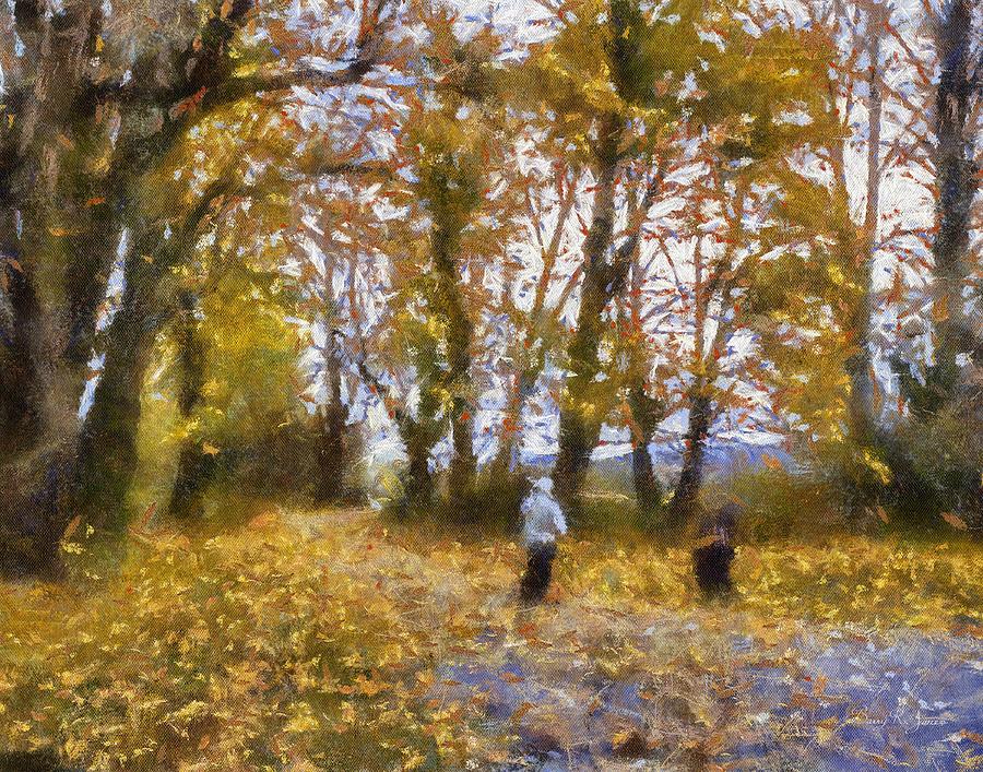 Impressionism Painting - Fall Stroll by Barry Jones