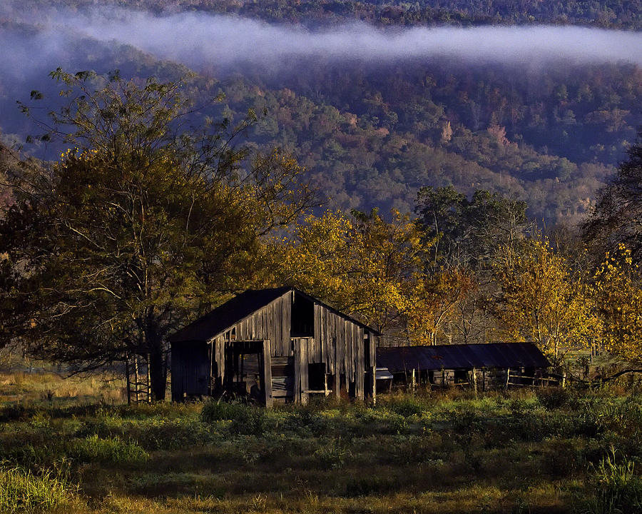 Fall Sunrise Old Barn at 21/43 Intersection Photograph by Michael Dougherty