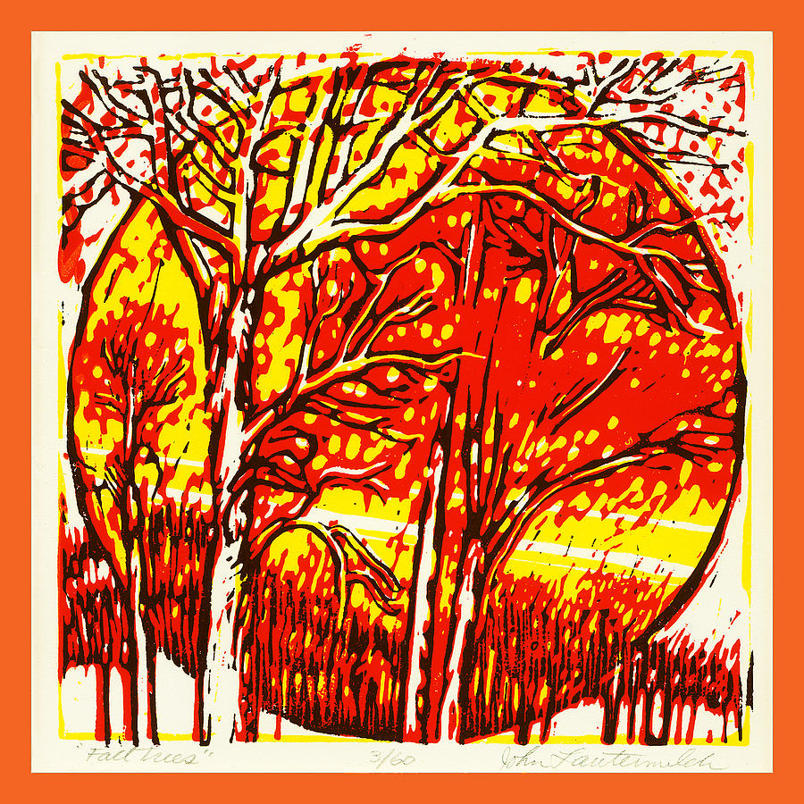 Fall Painting - Fall Sunset by John Lautermilch