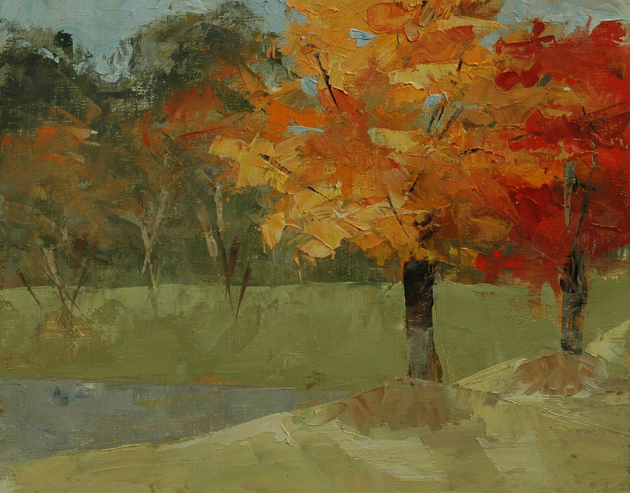 Fall Color Painting - Fall Trees by Robin Wellner