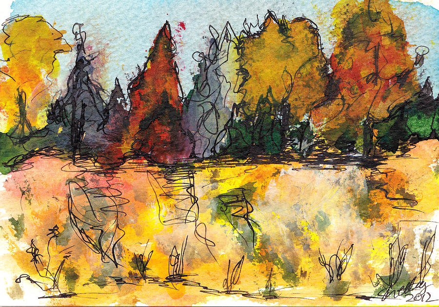 Fall Trees Painting by Shelley Bain