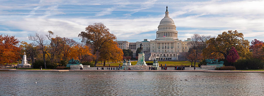 Architecture Photograph - Fall View Of Reflecting Pool by Panoramic Images