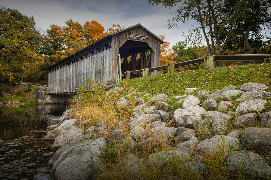 Fallasburg Covered Bridge on the Flat River Photograph by Randall Nyhof