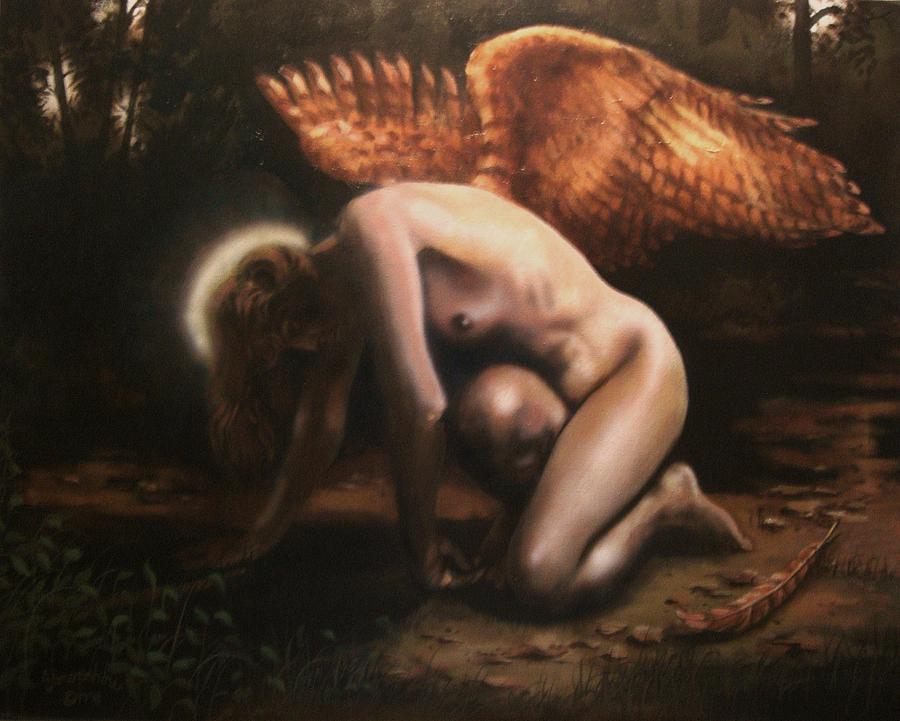 Fallen Angel - Despair Painting by Tom Shropshire