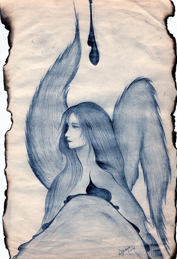 Portrait Drawing - Fallen Angel by Dyana Schoenstadt