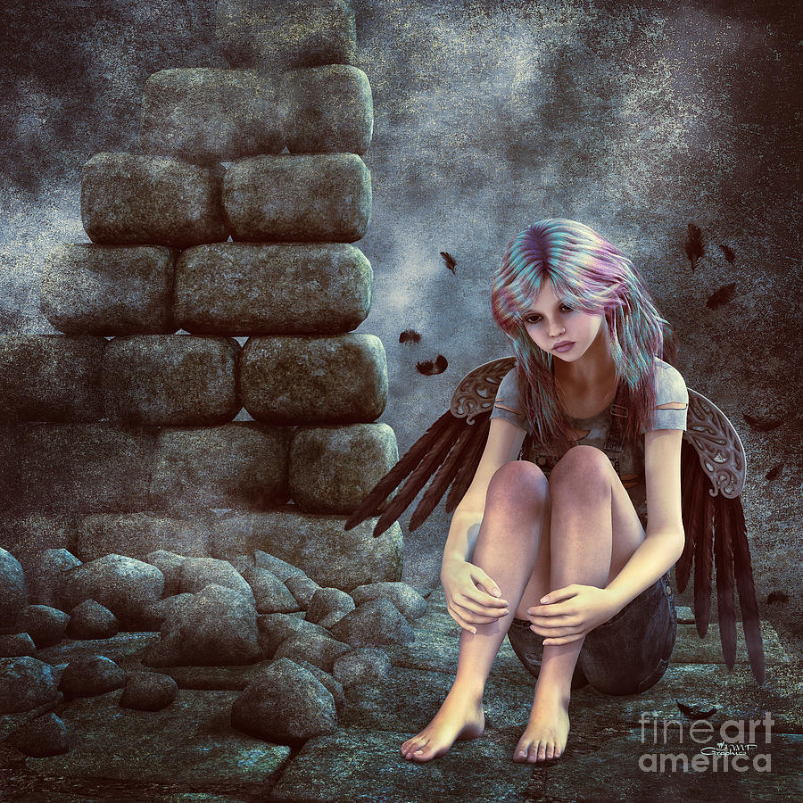 Fallen Angel Digital Art by Jutta Maria Pusl