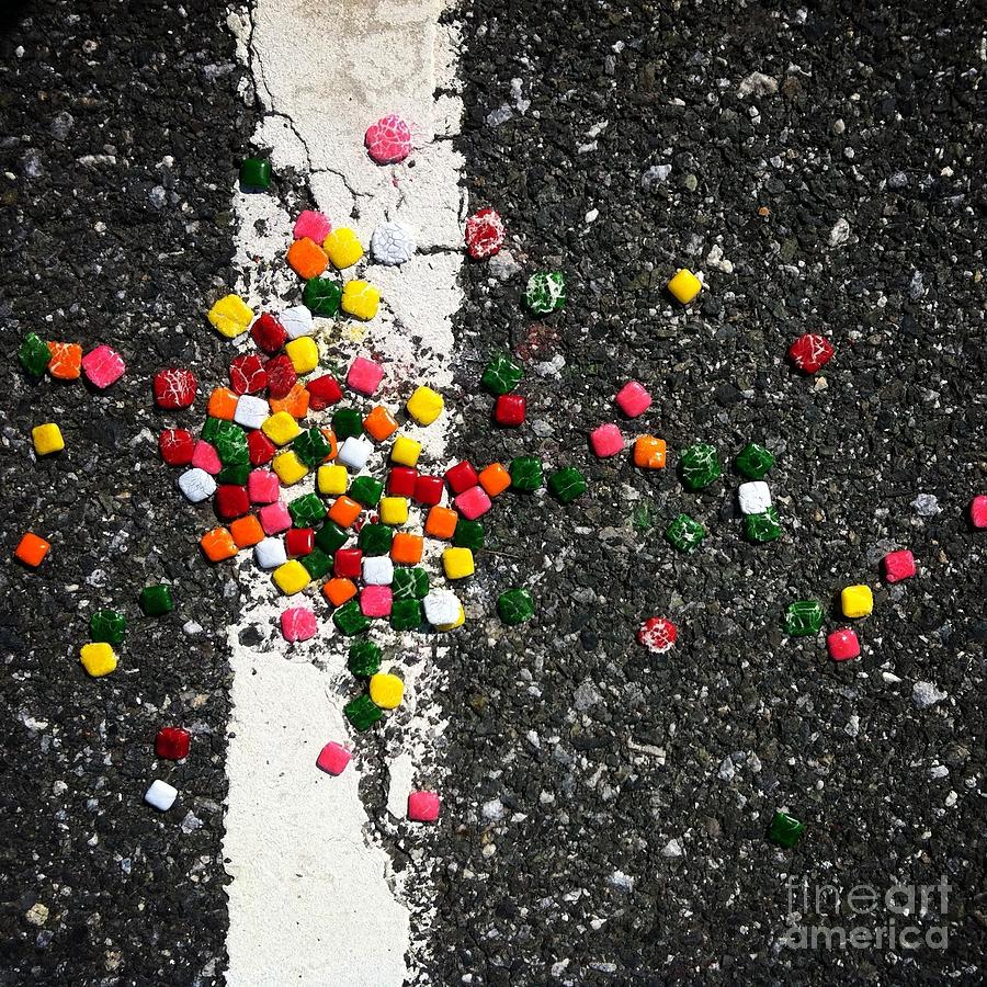 Candy Photograph - Fallen Candy on Road by Amy Cicconi