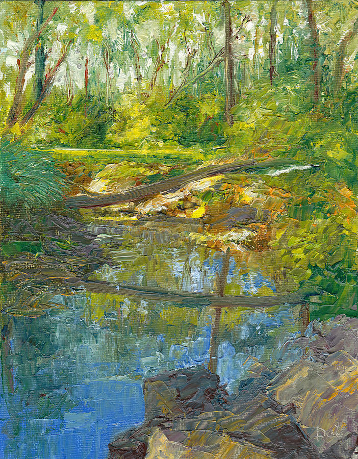Fallen log on Mullum Mullum Creek Painting by Dai Wynn