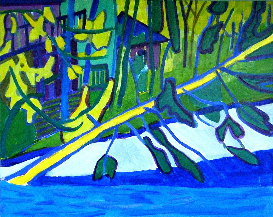 Fallen Pine at Massapoag Lake Painting by Debra Bretton Robinson
