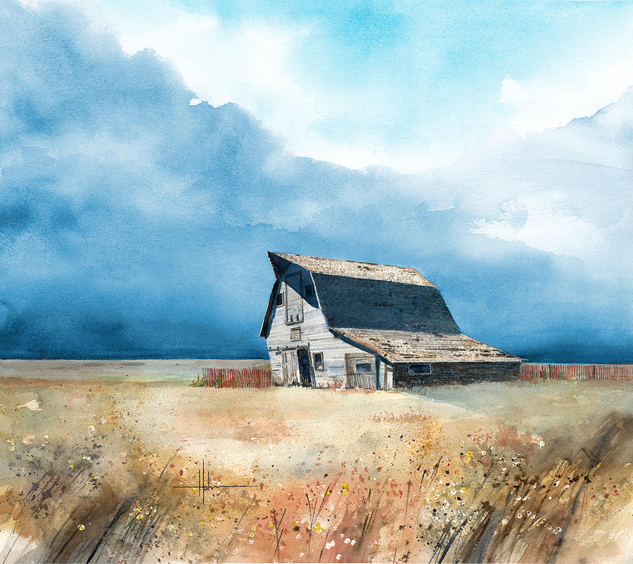 Landscape Painting - Falling Barn by Richard Hahn