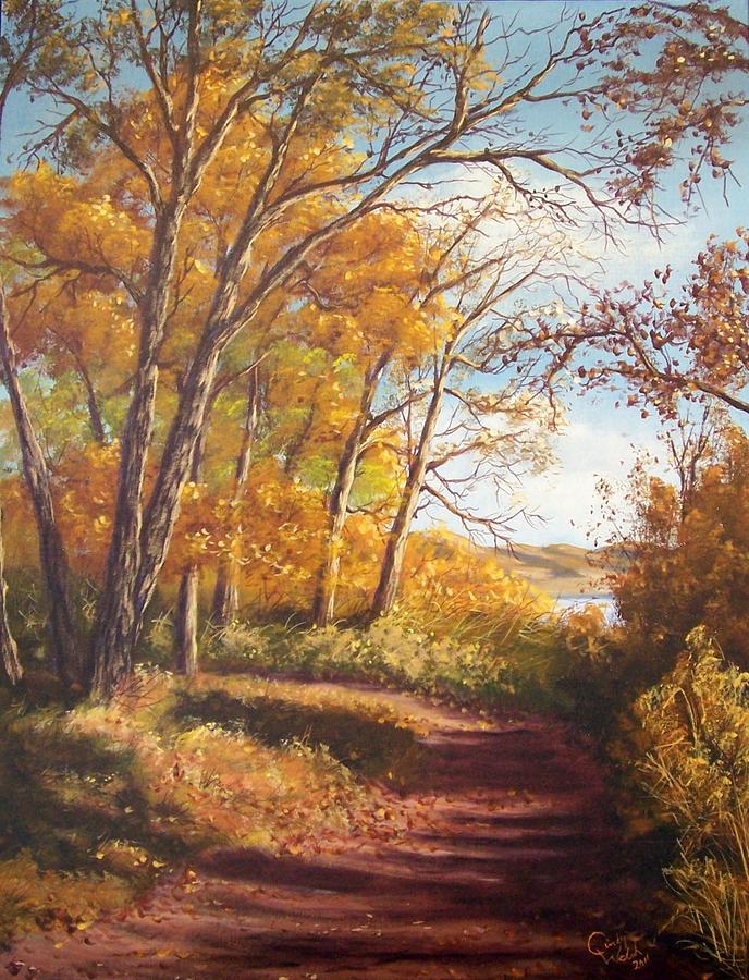 Falling Leaves Painting by Cindy Welsh