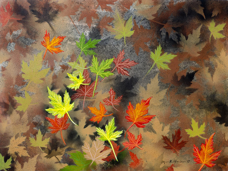 Falling Leaves Painting by Lynn Hansen