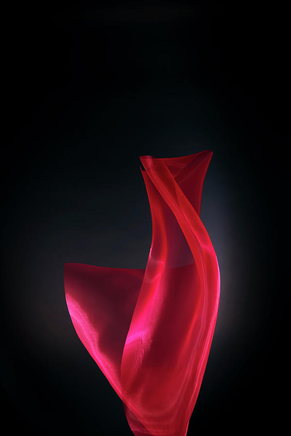 Falling Red Silk On A Black Background Photograph by Gm Stock Films