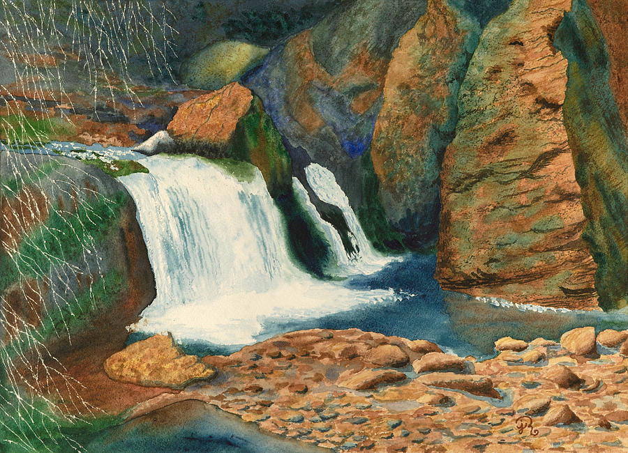 Waterfall Painting - Falls at El Dorado Canyon by JoAnne Rauschkolb
