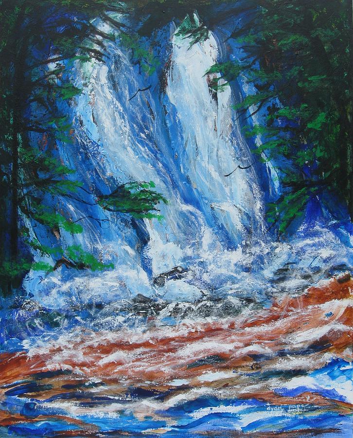 Nature Painting - Waterfall in the Forest by Diane Pape