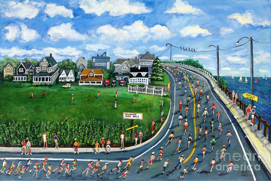 Falmouth Road Race Running Falmouth Painting by Rita Brown