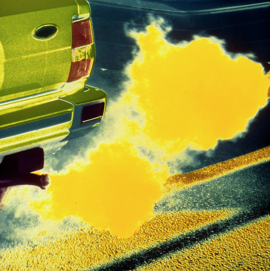 False-colour Photo Of Car Exhaust Fumes Photograph by Dr Jeremy Burgess/science Photo Library
