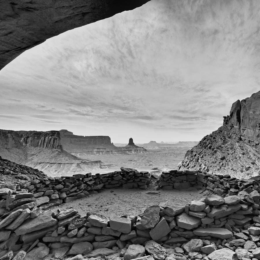 Nature Photograph - False Kiva in BW - Canyonlands National Park Moab Utah by Silvio Ligutti