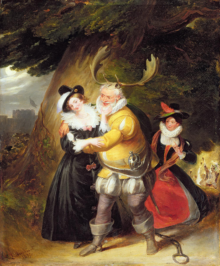 Horns Photograph - Falstaff At Hernes Oak From The Merry Wives Of Windsor, Act V, Scene V, 1832 Oil On Panel by James Stephanoff
