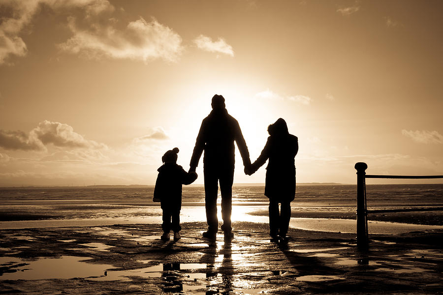 Parenthood Movie Photograph - Family at the coast by Tom Gowanlock