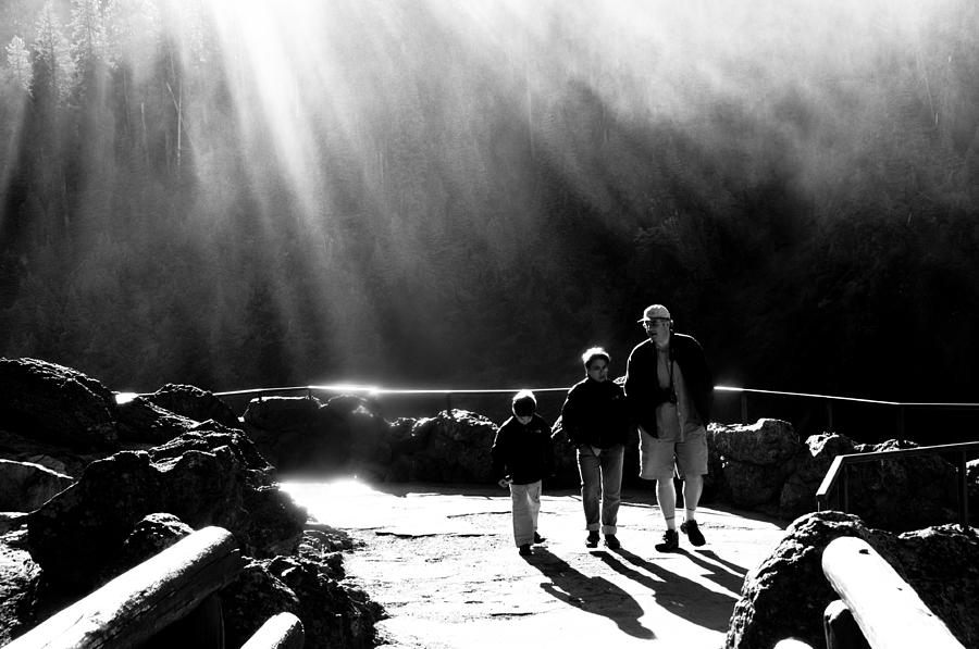 Yellowstone National Park Photograph - Family at the Falls by Tom Wenger