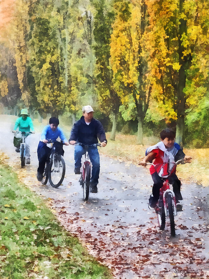 Fall Photograph - Family Bike Ride by Susan Savad