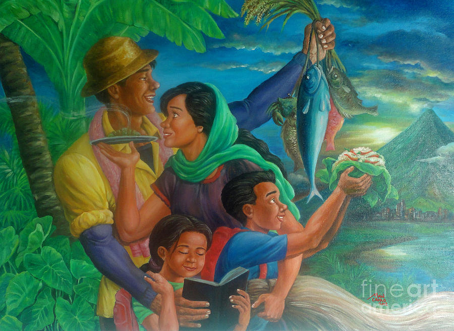 Family Bonding In Bicol Painting by Manuel Cadag