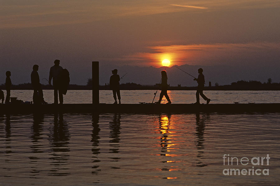 Family Fishing Sunset Photograph by Jim Corwin